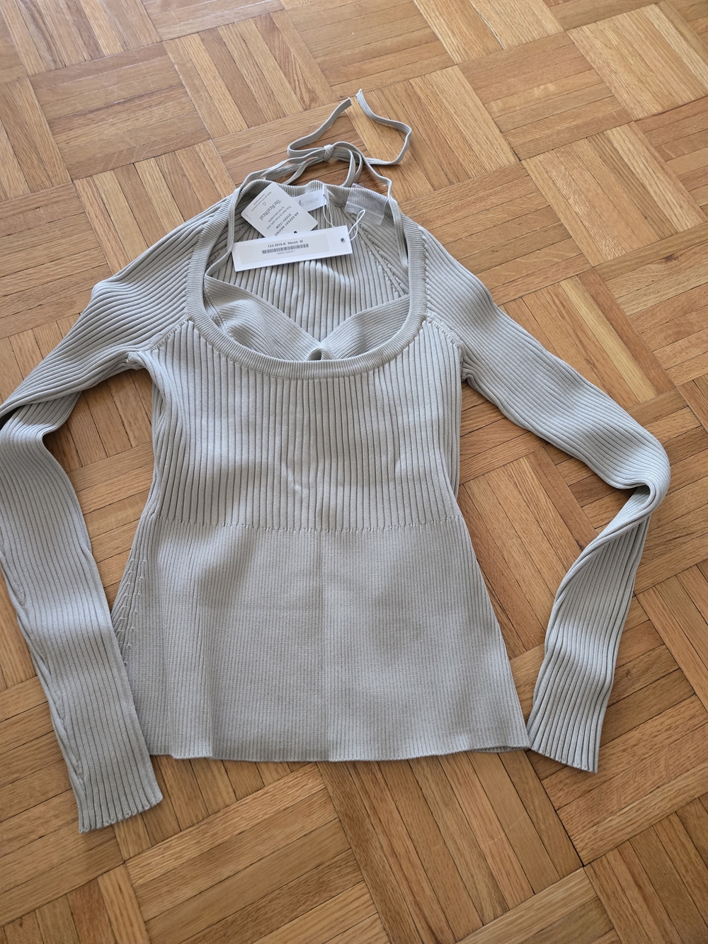 Brand New With Tags Jonathan Simkhai Scoop Neck Ribbed Long Sleeve Sweater
